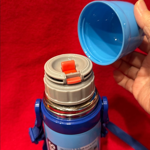 Sanrio Shinkansen Blue Thermos with Train Character Design Plus Cell Phone Charm - Picture 8 of 12